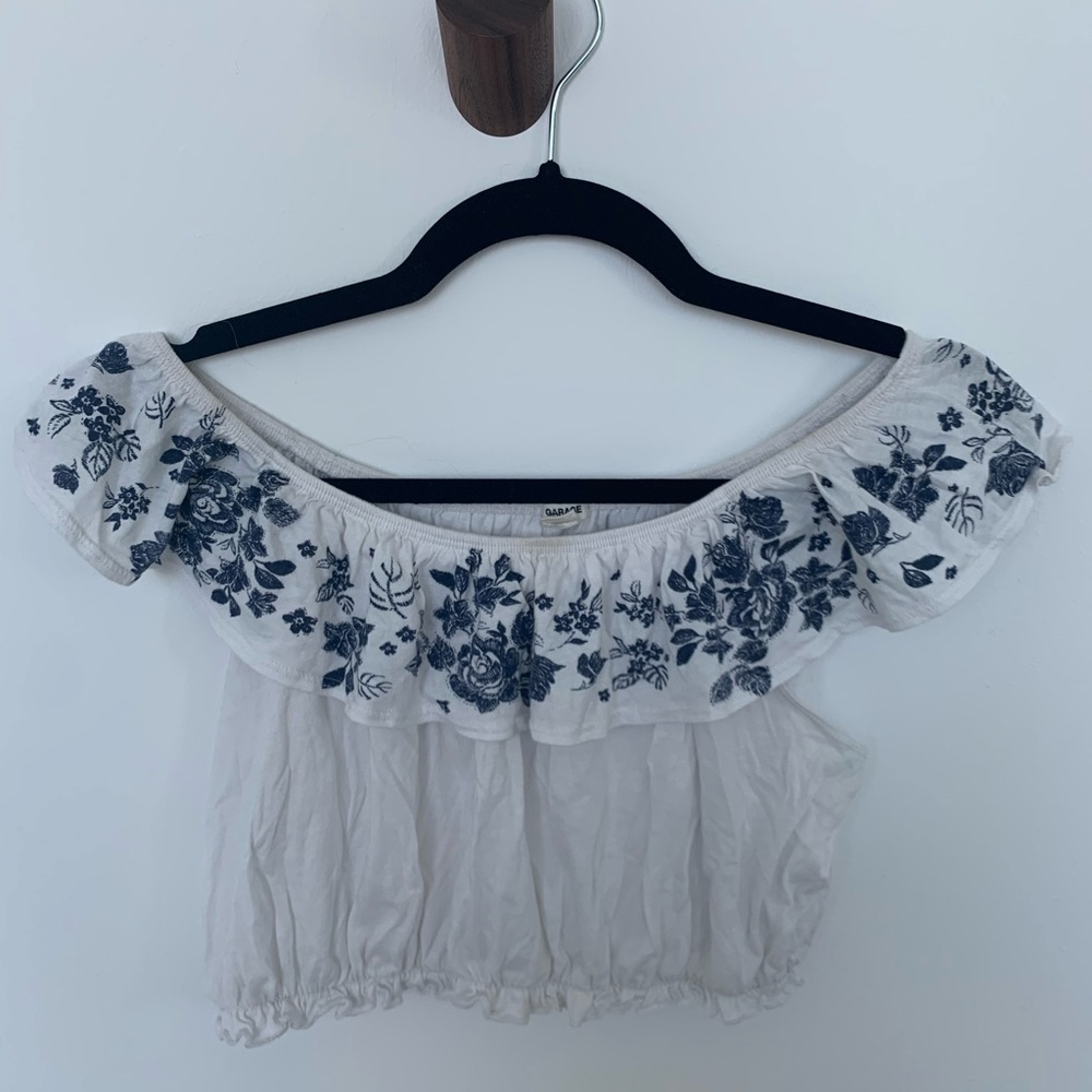 Garage off shoulder crop top